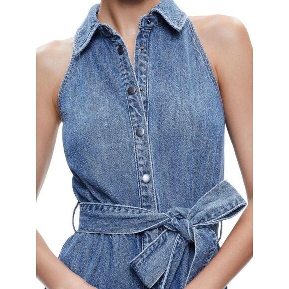 Alice + Olivia Women’s Miranda Denim Tie-Waist Minidress US 6 $375 - Picture 4 of 12